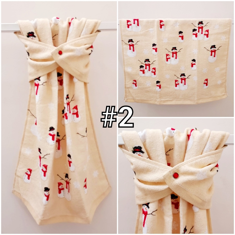 🆒️🤍NEW! Snowmen Mittens Hats Bright Merry Hang'N'Snap Towels - Picture 4 of 11